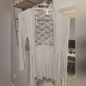 Gray Lace Detail Cardigan